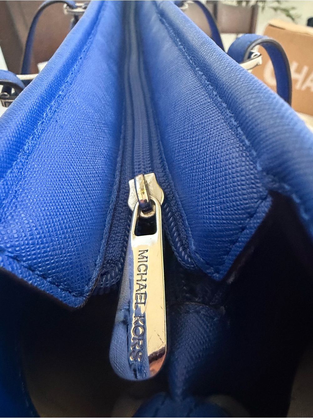 Michael Kors Saffiano Leather Tote Bag in Electric Royal Blue - Picture 9 of 11